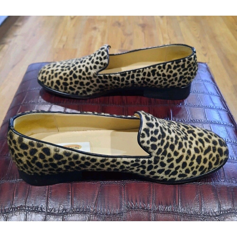 Talbots Leopard Print Calf Hair Loafers Smoking Flats Slip On Shoes Size 10M - Picture 5 of 11